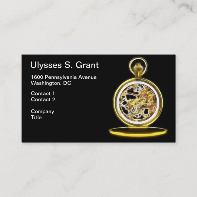 Golden Pocketwatch Pocket Watch Business Card (Front)