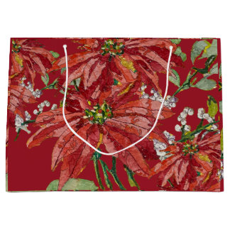 Golden Poinsettia | Fine Art Christmas Large Gift Bag