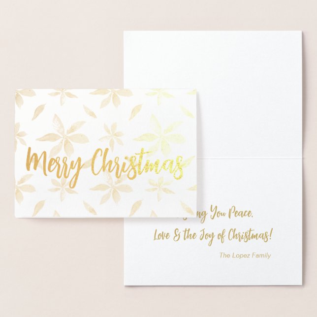 Golden Poinsettia Merry Christmas Personalised Foi Foil Card (Display)