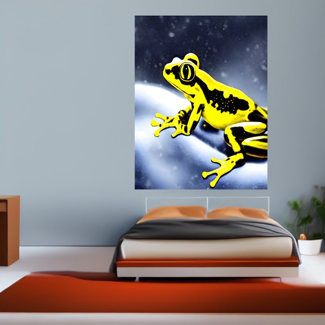 Golden poison frog in the snow | AI Art  Poster (Creator Uploaded)