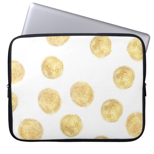 Golden Polka Dot Hand Drawn Laptop Sleeve (Front)
