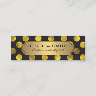 Golden Polka Dot Pattern Mini Business Card