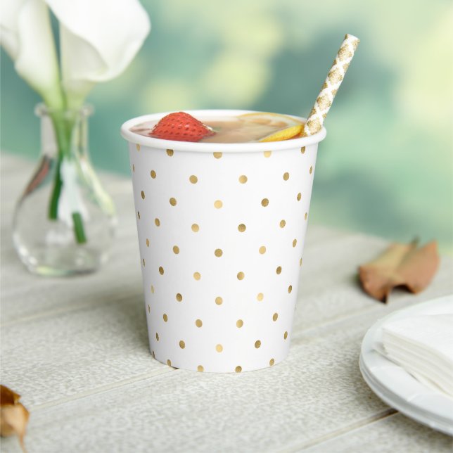 Golden Polka Dot Pattern Paper Cups (Insitu)