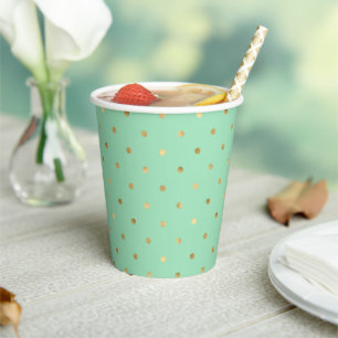 Golden Polka Dot Pattern Paper Cups