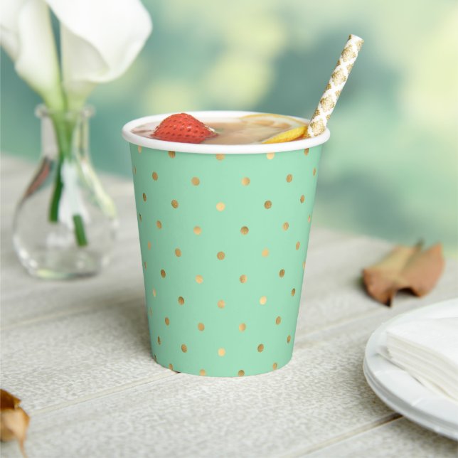 Golden Polka Dot Pattern Paper Cups (Insitu)