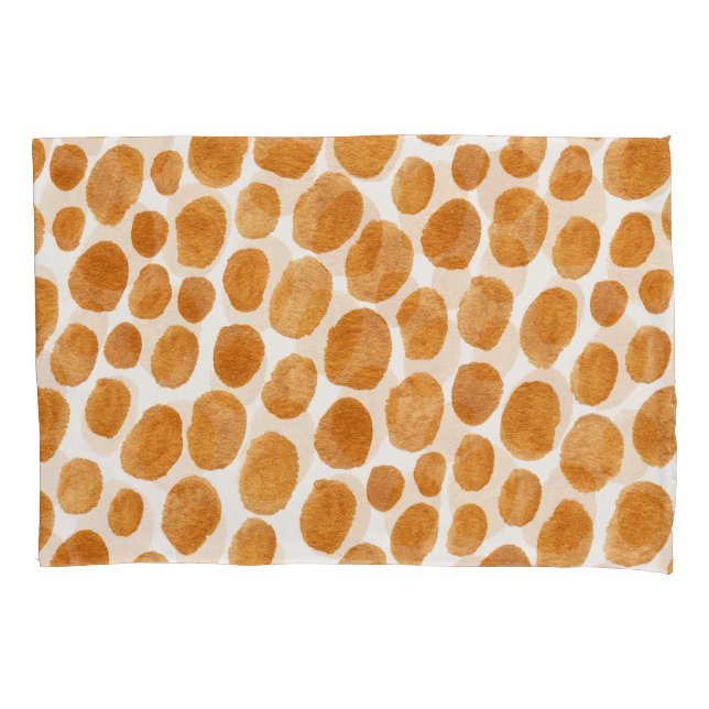 Golden Polka Dots: Abstract Gouache Pillowcase (Front)