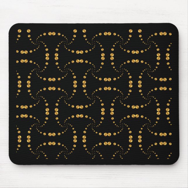 Golden polka dots on black mouse pad (Front)