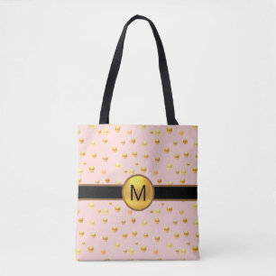 Golden Polka Dots on Pink Tote Bag