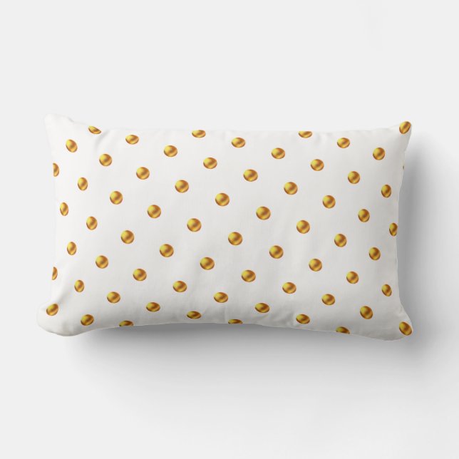Golden Polka Dots on White  Lumbar Cushion (Front)