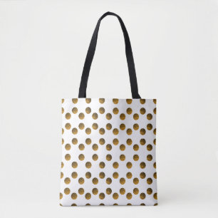 Golden polka dots tote bag