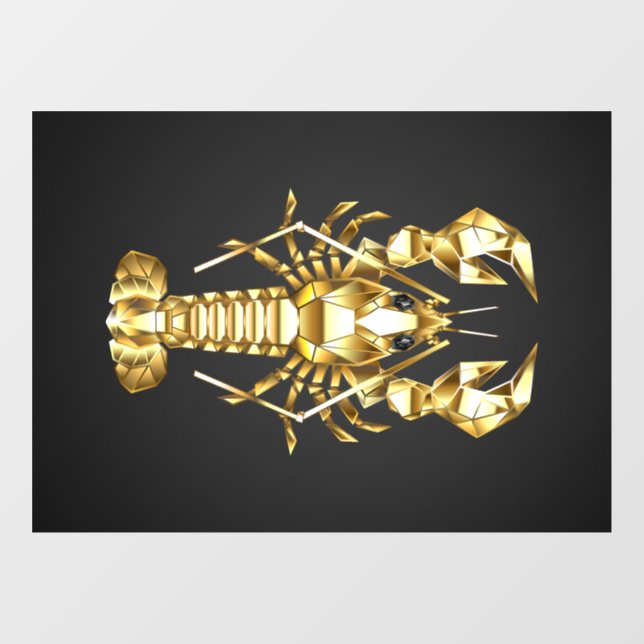 Golden polygonal lobster crawfish on black (Sheet)