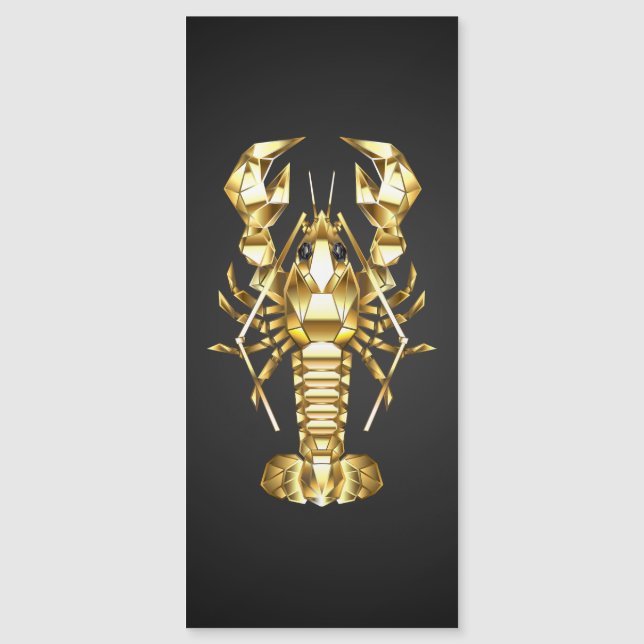 Golden polygonal lobster crawfish on black (Front)