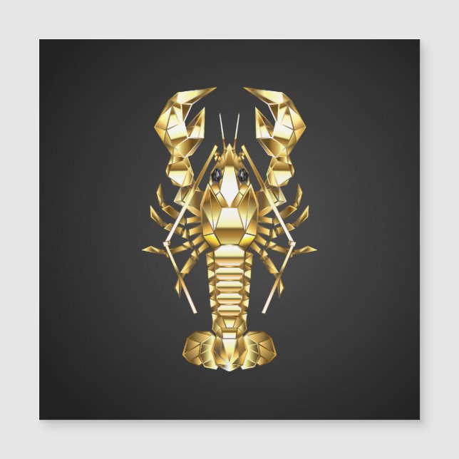 Golden polygonal lobster crawfish on black (Front)