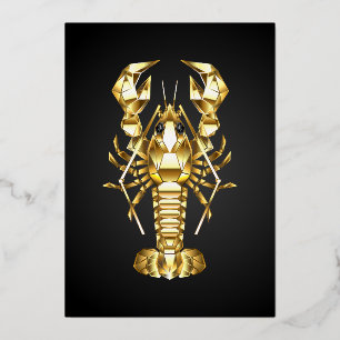 Golden polygonal lobster crawfish on black