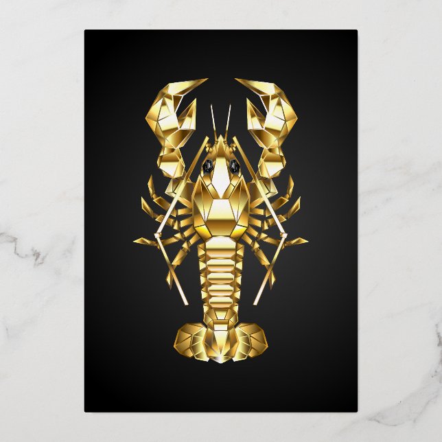 Golden polygonal lobster crawfish on black (Front)