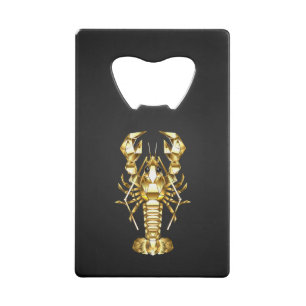 Golden polygonal lobster crawfish on black