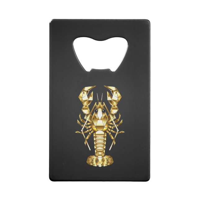 Golden polygonal lobster crawfish on black (Front)