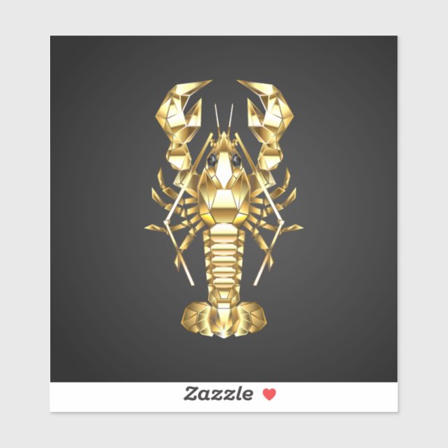 Golden polygonal lobster crawfish on black (Sheet)