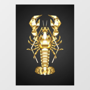 Golden polygonal lobster crawfish on black