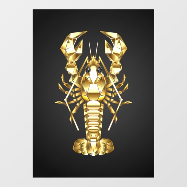 Golden polygonal lobster crawfish on black (Sheet)