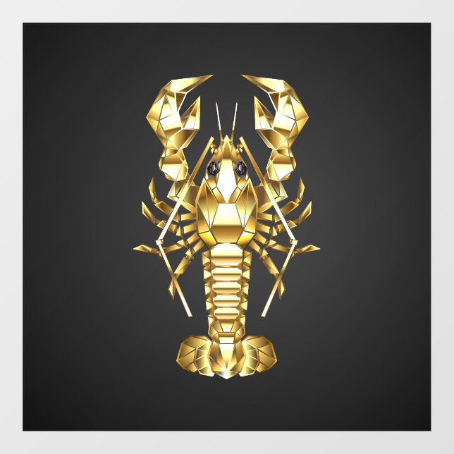 Golden polygonal lobster crawfish on black (Sheet)