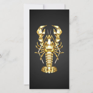 Golden polygonal lobster crawfish on black announcement