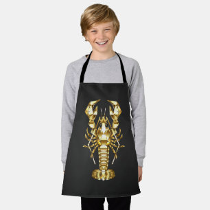 Golden polygonal lobster crawfish on black apron