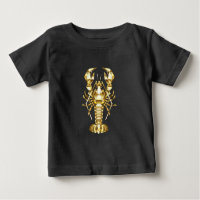 Golden polygonal lobster crawfish on black