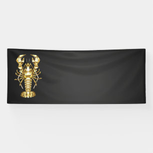 Golden polygonal lobster crawfish on black banner