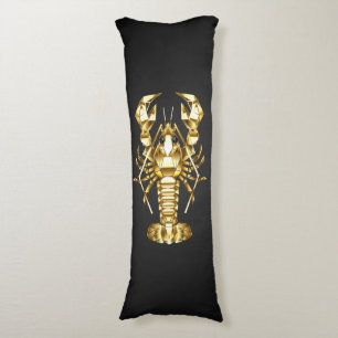 Golden polygonal lobster crawfish on black body cushion