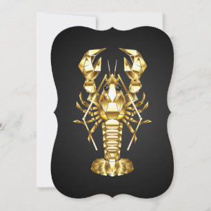 Golden polygonal lobster crawfish on black card