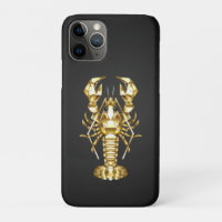 Golden polygonal lobster crawfish on black