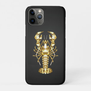 Golden polygonal lobster crawfish on black Case-Mate iPhone case