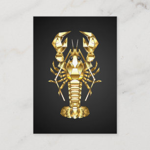 Golden polygonal lobster crawfish on black discount card