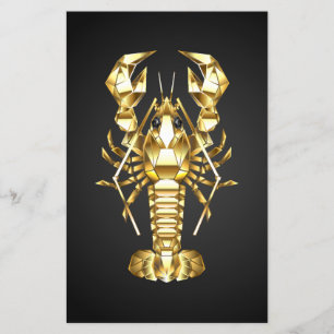 Golden polygonal lobster crawfish on black flyer