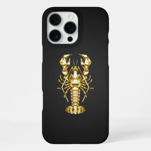 Golden polygonal lobster crawfish on black iPhone 16 pro max case