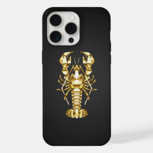 Golden polygonal lobster crawfish on black iPhone 15 pro max case