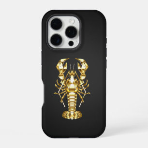 Golden polygonal lobster crawfish on black iPhone 16 pro case