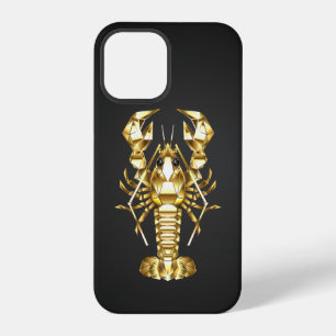 Golden polygonal lobster crawfish on black iPhone 12 pro case