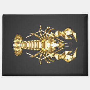 Golden polygonal lobster crawfish on black magnet