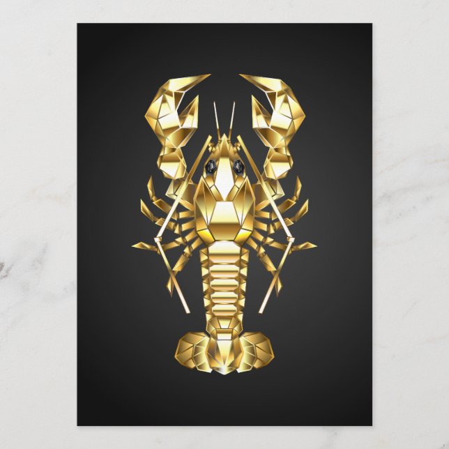 Golden polygonal lobster crawfish on black menu (Front)