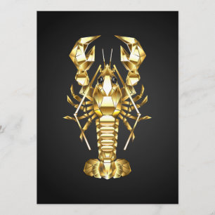 Golden polygonal lobster crawfish on black menu
