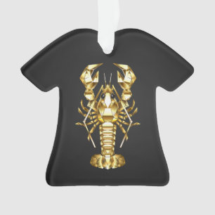 Golden polygonal lobster crawfish on black ornament