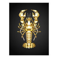 Golden polygonal lobster crawfish on black