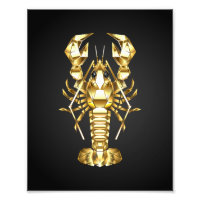 Golden polygonal lobster crawfish on black