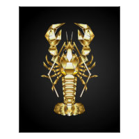Golden polygonal lobster crawfish on black
