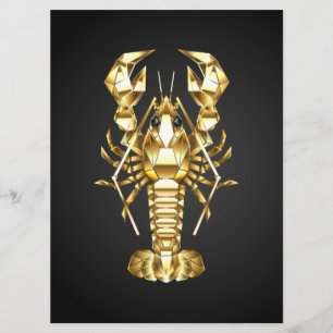 Golden polygonal lobster crawfish on black programme