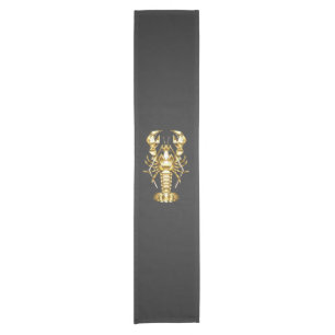 Golden polygonal lobster crawfish on black short table runner