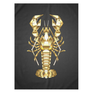 Golden polygonal lobster crawfish on black tablecloth