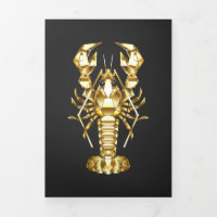 Golden polygonal lobster crawfish on black